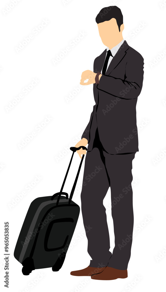 Business men with luggage full isolated Business men with luggage full isolated