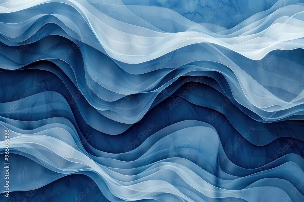 Obraz premium The image is a wave pattern with a blue and white color scheme
