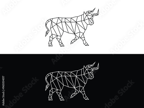 abstract polygonal bull logo icon vector illustration