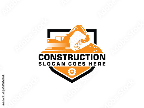 excavator construction logo icon vector illustration