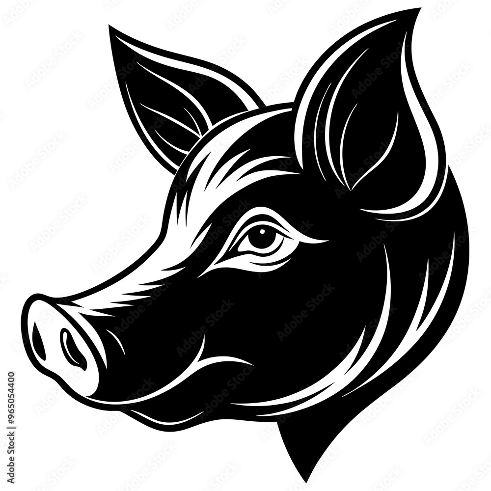 minimalistic silhouette vector of a pig s head minimalistic silhouette vector of a pig s head