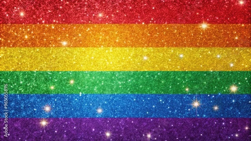 Vibrant rainbow flag with sparkling glitter effect to celebrate pride month , LGBTQ, LGBT, community, rainbow, flag, colors