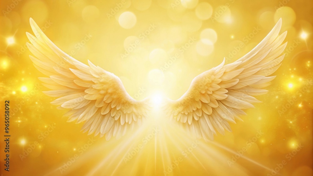 Yellow background with soft, ethereal angel wings shining brightly , angelic, divine, spiritual, celestial, peace, harmony Yellow background with soft, ethereal angel wings shining brightly , angelic, divine, spiritual, celestial, peace, harmony