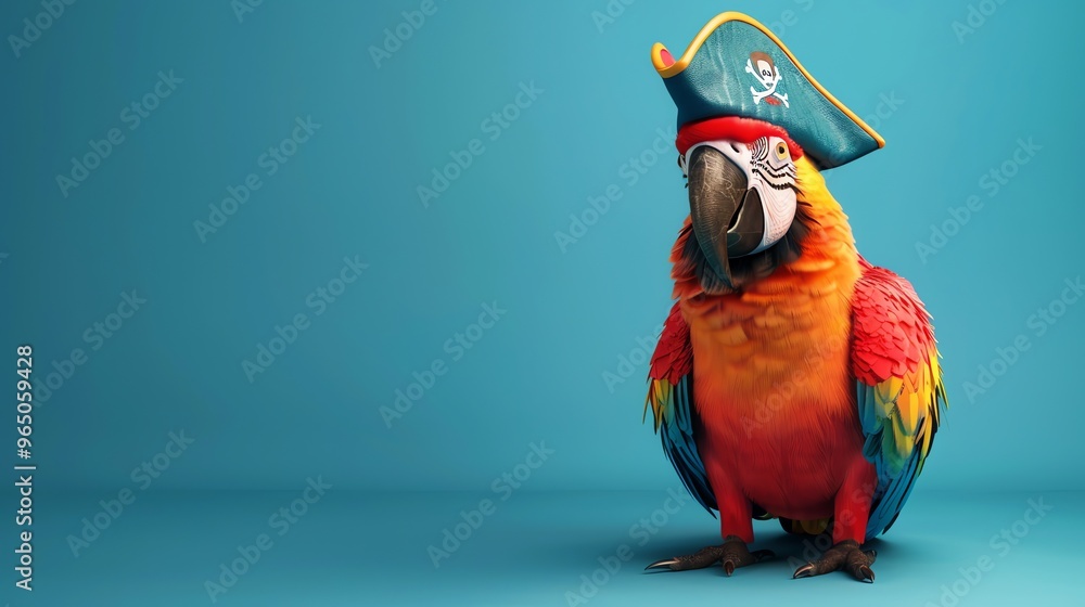 Naklejka premium A parrot wearing a pirate hat.