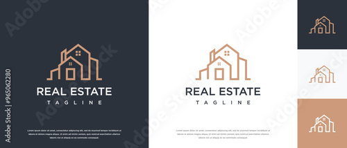Building real estate logo design . building house logo icon made with lines