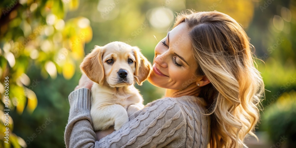 A woman cradles her precious pedigree puppy in her arms, the tender moment capturing the extraordinary connection A woman cradles her precious pedigree puppy in her arms, the tender moment capturing the extraordinary connection