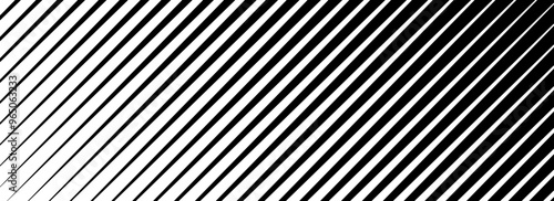 Oblique line halftone gradation texture. Fading diagonal stripe gradient background. Black slant pattern backdrop. Vanishing thin parallel line wallpaper for overlay, print, cover. Vector