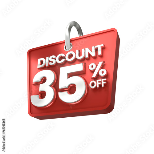 3d sales red and white discount price tag for composition 35 percent, amazing for product promotion