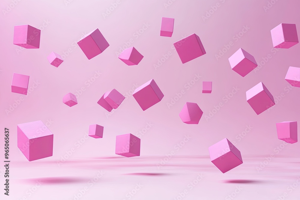 Vibrant pink cubes floating in a soft pink background, creating a playful and modern visual effect suitable for various designs. Vibrant pink cubes floating in a soft pink background, creating a playful and modern visual effect suitable for various designs.