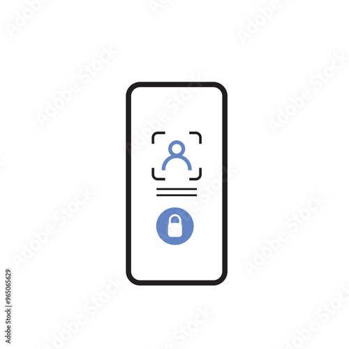 KYC vector icon with mobile. KYC customer data digital verification for UI design icon. Know your customer icon in blue colour with verification scan and security icon