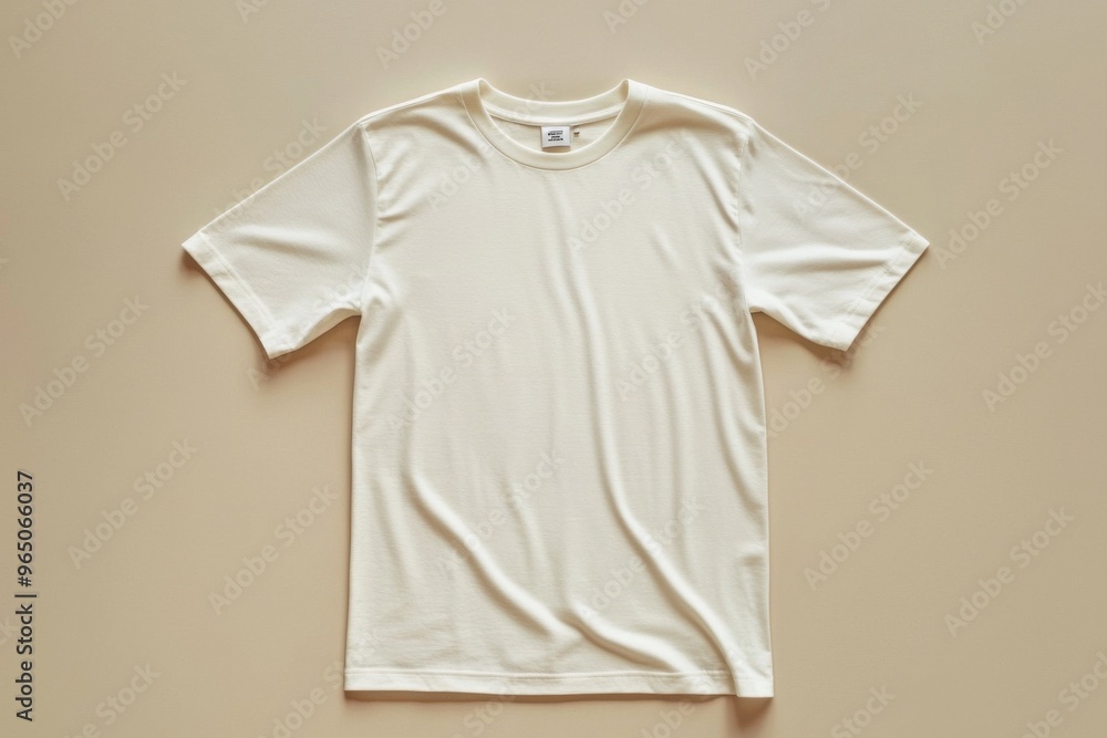 Simple Tshirt Flatlay mockup in beige background created with generative AI Simple Tshirt Flatlay mockup in beige background created with generative AI