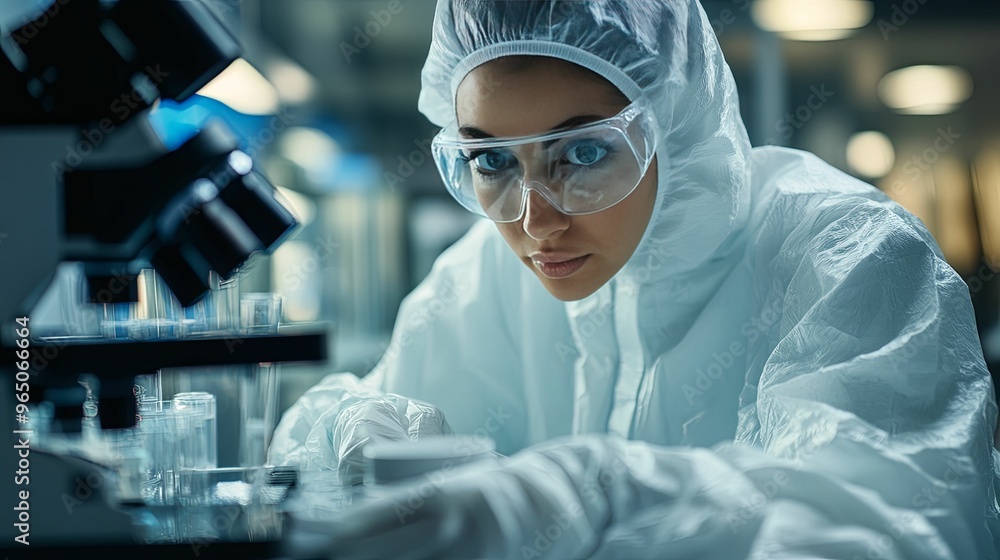 A Female Scientist Working with a Microscope in a Lab A Female Scientist Working with a Microscope in a Lab