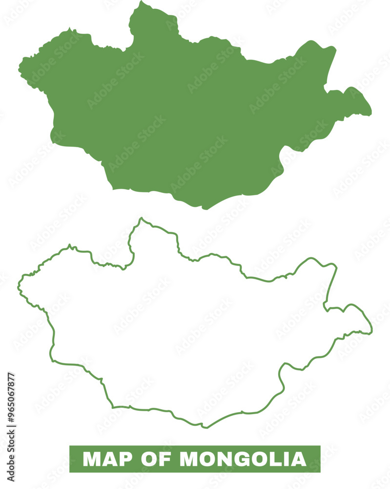 Simple Mongolia Outline flat map style vector illustration set Simple Mongolia Outline flat map style vector illustration set