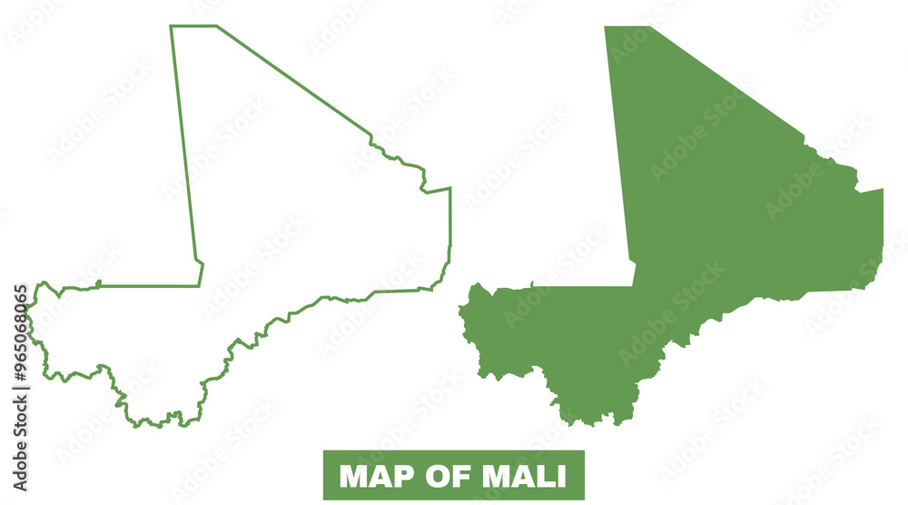 Simple Mali Outline flat map style vector illustration set Simple Mali Outline flat map style vector illustration set