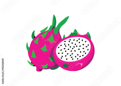 dragon fruit isolated on white background. Modern abstract minimal style. 2d. flat design. vector