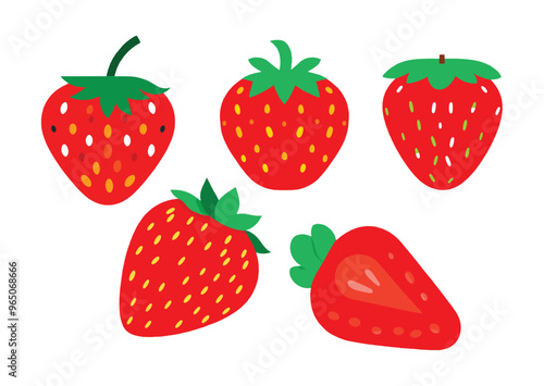 strawberry fruit isolated on white background. Modern abstract minimal style. 2d. flat design. vector