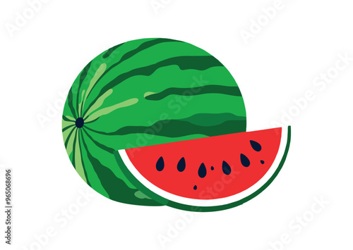 watermelon fruit isolated on white background. Modern abstract minimal style. 2d. flat design. vector