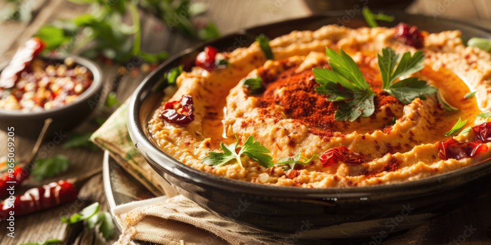 Vegan Starter: Hummus with Dried Tomatoes and Smoky Paprika Vegan Starter: Hummus with Dried Tomatoes and Smoky Paprika