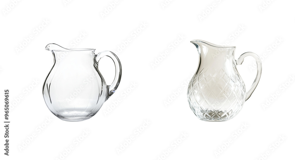Photograph of a glass pitcher isolated on a white background. Photograph of a glass pitcher isolated on a white background.