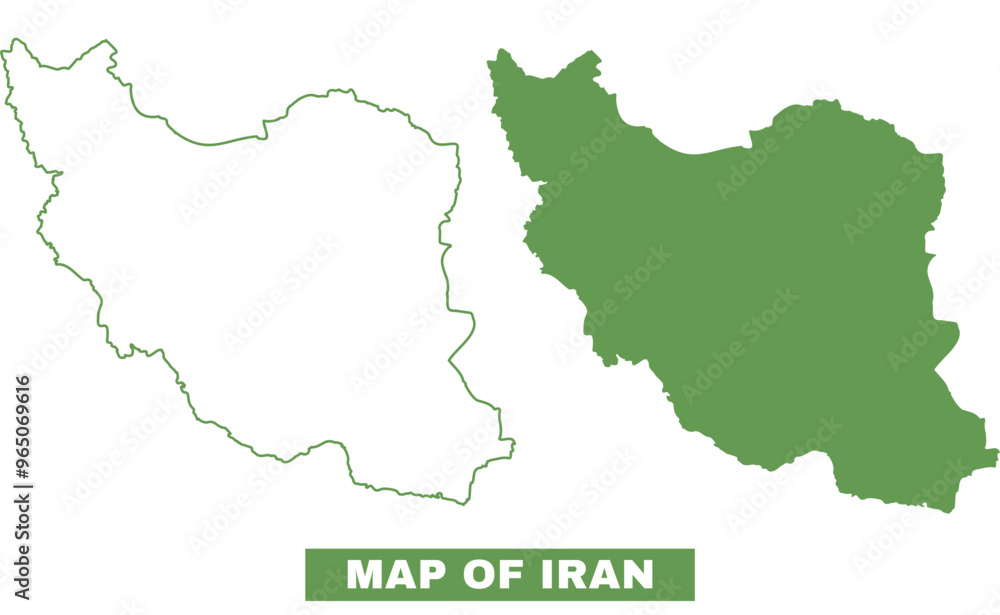 Obraz premium Simple Iran Outline flat map style vector illustration set