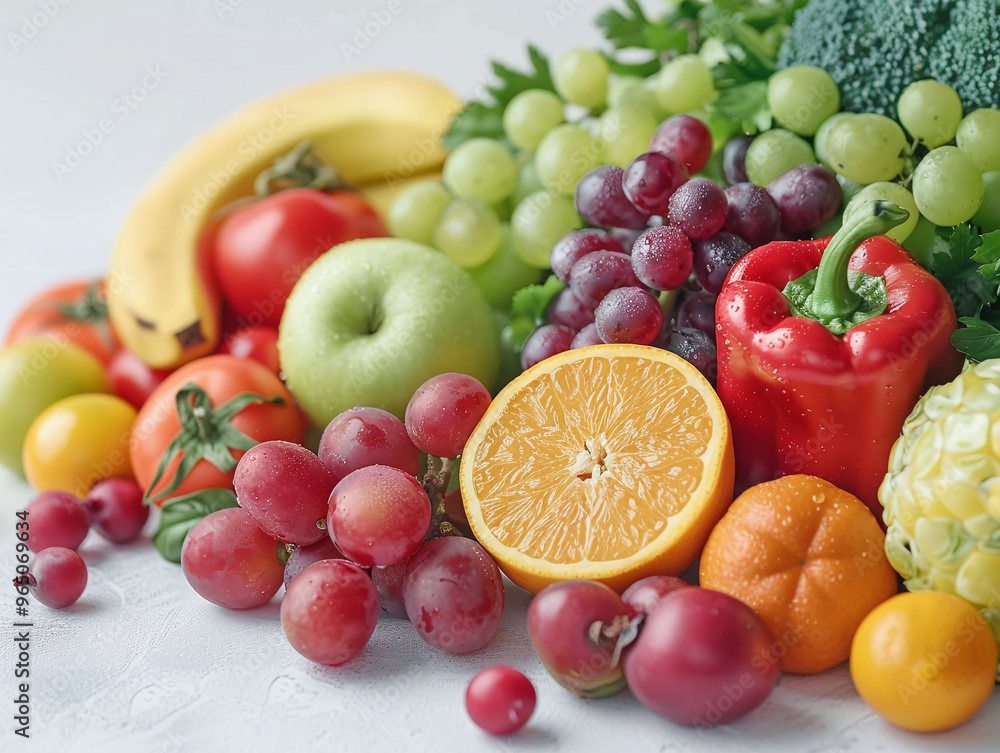 Colorful Produce Display, Fresh Ingredients Colorful Produce Display, Fresh Ingredients