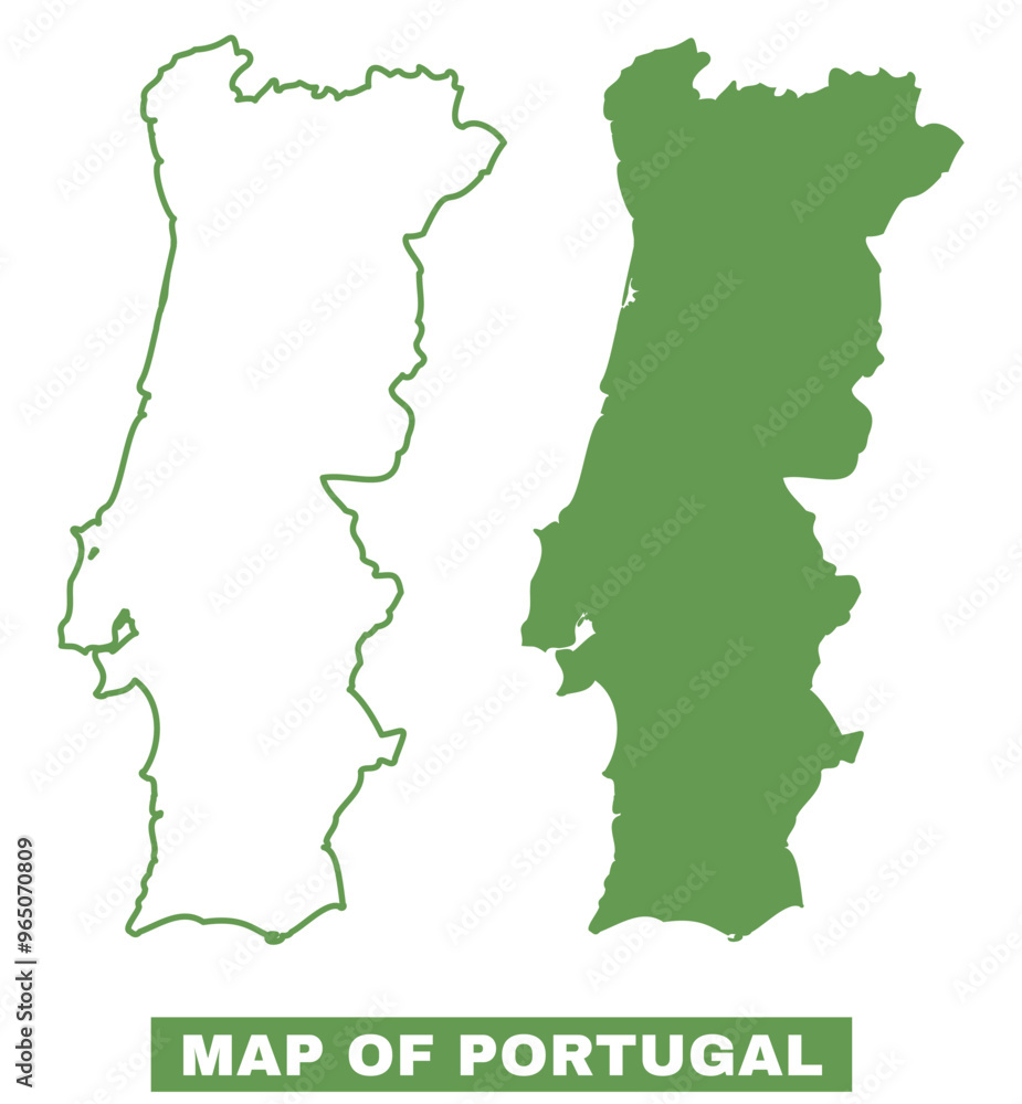 Obraz premium Simple Portugal Outline flat map style vector illustration set