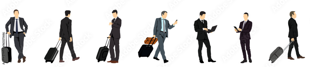 group of Businessman with lugage full isolated on white group of Businessman with lugage full isolated on white