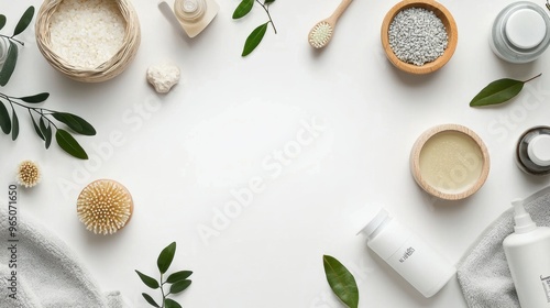 Wallpaper Mural Flat Lay of Natural Wellness and Beauty Ingredients on White Background Torontodigital.ca