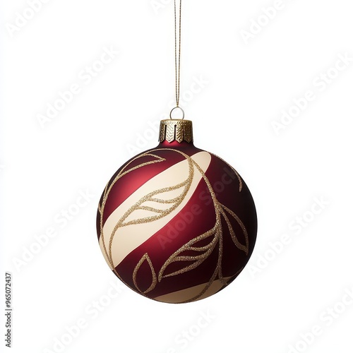 Elegant red and goldChristmas ornament with intricate leaf patterns, perfect for festive holiday decorations and celebrations. photo