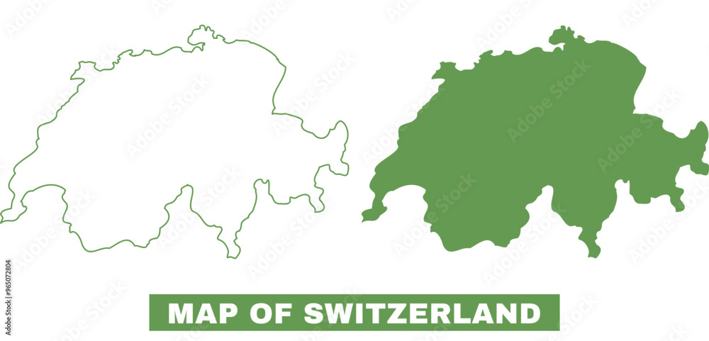 Obraz premium Simple Switzerland Outline flat map style vector illustration set
