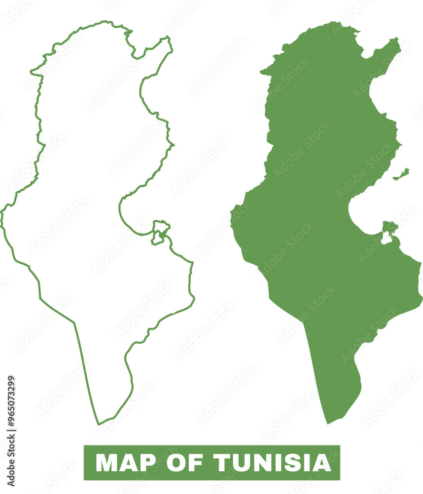 Simple Tunisia Outline flat map style vector illustration set Simple Tunisia Outline flat map style vector illustration set