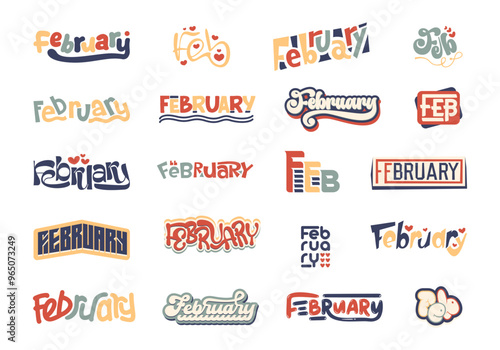 Groovy February Month Element Set