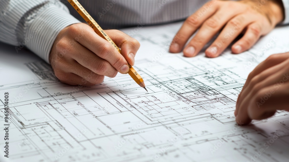 Architectural blueprint or engineering design drawing for construction project planning and development Architectural blueprint or engineering design drawing for construction project planning and development