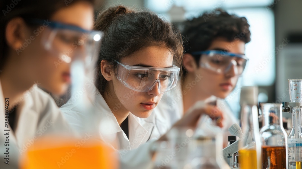 Young Scientists Conducting Experiments in Chemistry Laboratory Young Scientists Conducting Experiments in Chemistry Laboratory