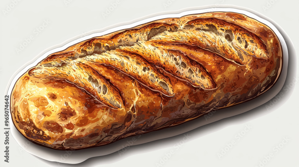 Freshly baked loaf of bread with a golden crust. Freshly baked loaf of bread with a golden crust.