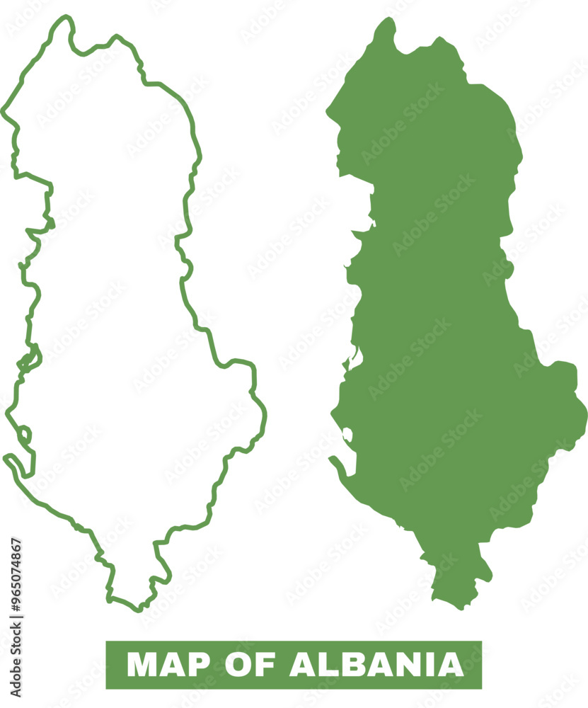Fototapeta premium Simple Albania Outline flat map style vector illustration set