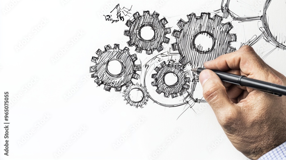 Mechanical Engineering Teamwork Designing Innovative Industrial Machinery Concept