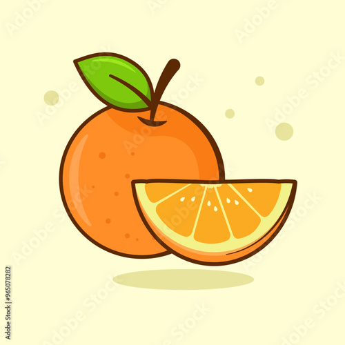 Orange cartoon vector illustration. Suitable for fresh fruit design element. Orange slice vector.