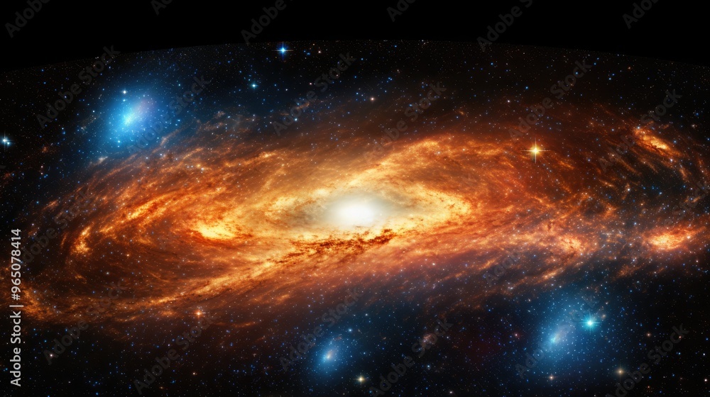 Obraz premium A breathtaking view of a swirling galaxy, with vibrant colors and a dense cluster of stars.