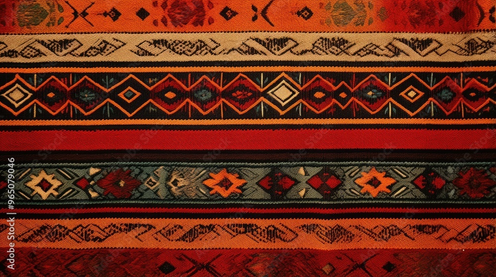 A close-up shot of a colorful, patterned fabric. A close-up shot of a colorful, patterned fabric.