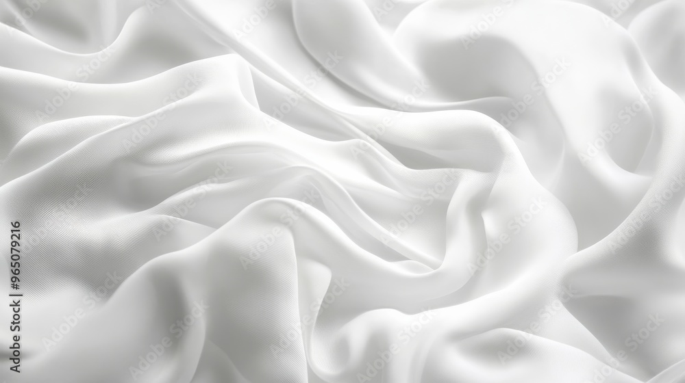 White silk fabric abstract background with soft folds. Elegance and luxury textile concept