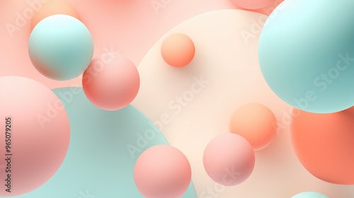 A colorful abstract background with pastel spheres and soft curves. The colors are calming and create a sense of serenity.