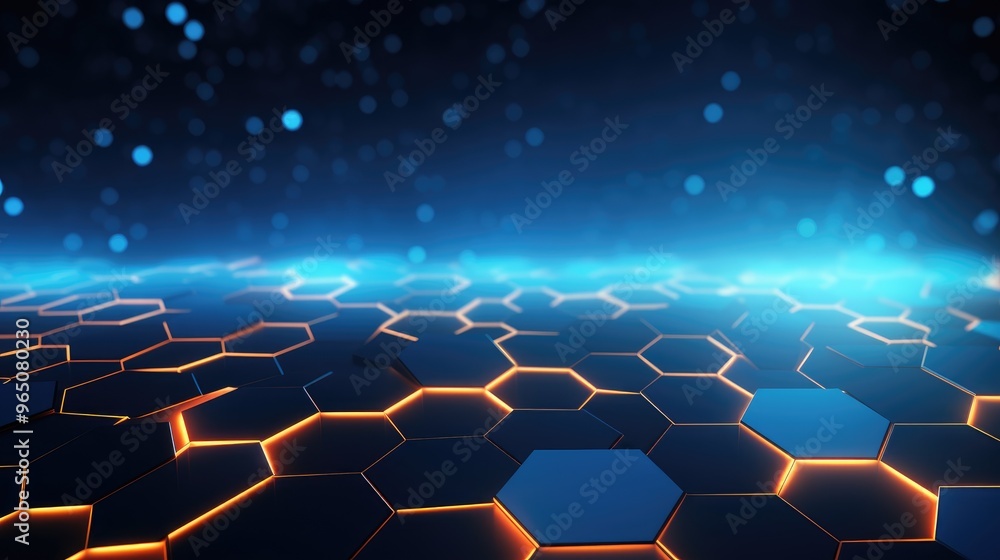 A futuristic abstract background with a honeycomb pattern. The hexagons are glowing with a warm orange light, creating a sense of depth and energy. A futuristic abstract background with a honeycomb pattern. The hexagons are glowing with a warm orange light, creating a sense of depth and energy.