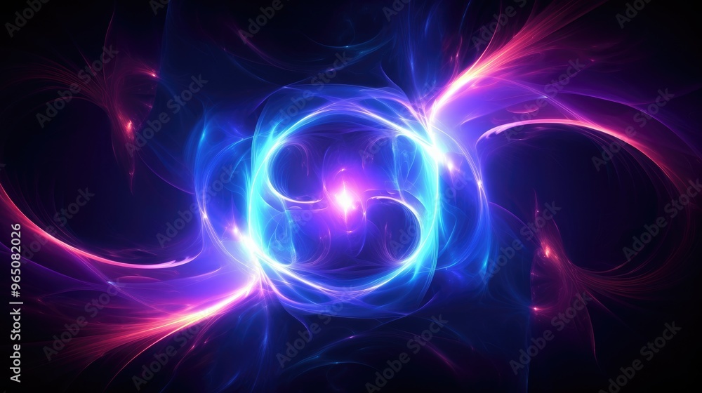 A mesmerizing abstract background featuring swirling neon lights in vibrant blue and pink hues. A mesmerizing abstract background featuring swirling neon lights in vibrant blue and pink hues.