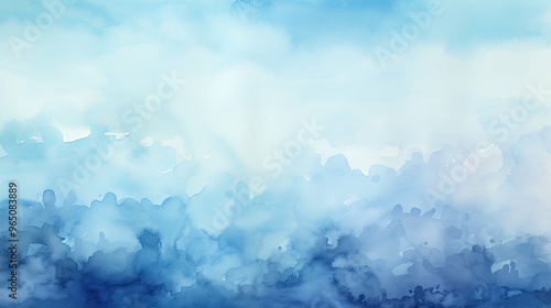 Abstract Blue and White Watercolor Background