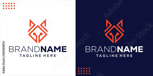 Creative Cyber ​​Wolf Logo Technology, Design Inspiration, Illustration, Vector