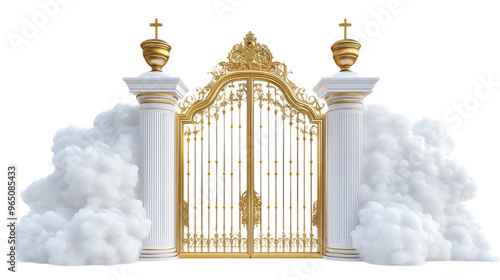 Pearly Gates with Clouds and Heaven Isolated on transparent Background, png file