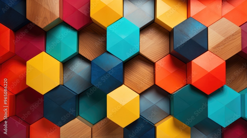 A vibrant and abstract geometric pattern composed of colorful hexagons, creating a visually captivating and modern design. A vibrant and abstract geometric pattern composed of colorful hexagons, creating a visually captivating and modern design.