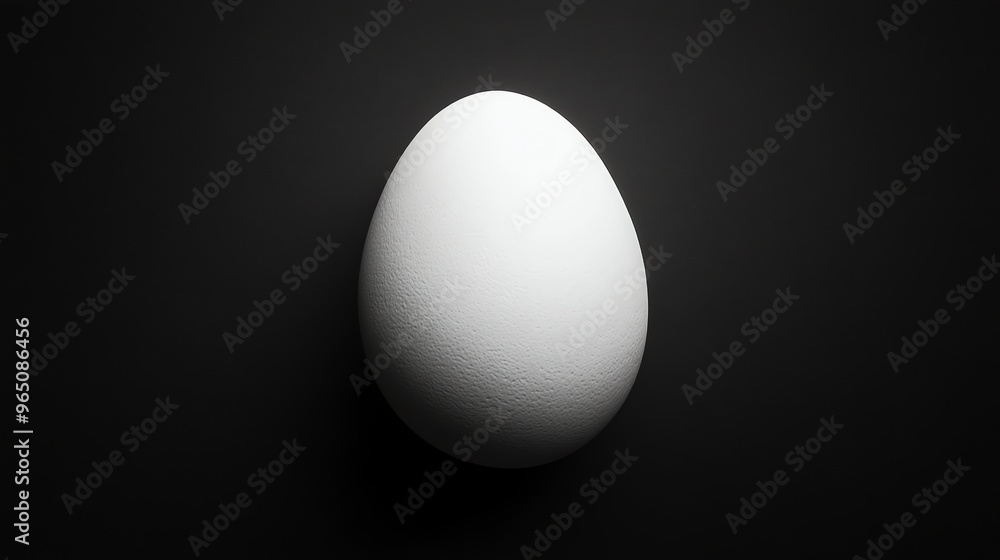 A single white egg on a black background. A single white egg on a black background.