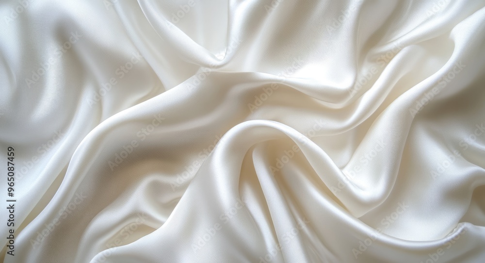 Romantic Silky Waves. Elegant Design of White Silk for Luxury Bedding Romantic Silky Waves. Elegant Design of White Silk for Luxury Bedding